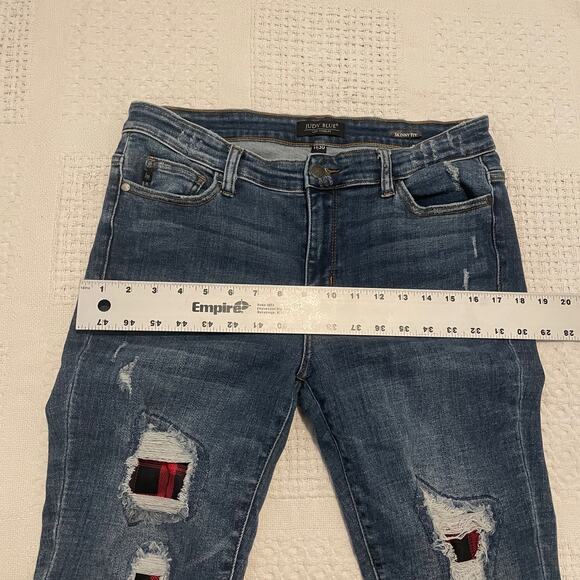 Judy Blue Los Angeles 11/30 skinny fit distressed buffalo plaid jean J2 7072 - Picture 8 of 14